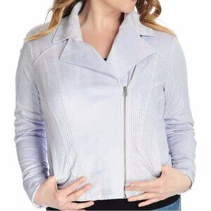 Kate & Mallory Baby Blue Faux Suede Moto Jacket Size 1X